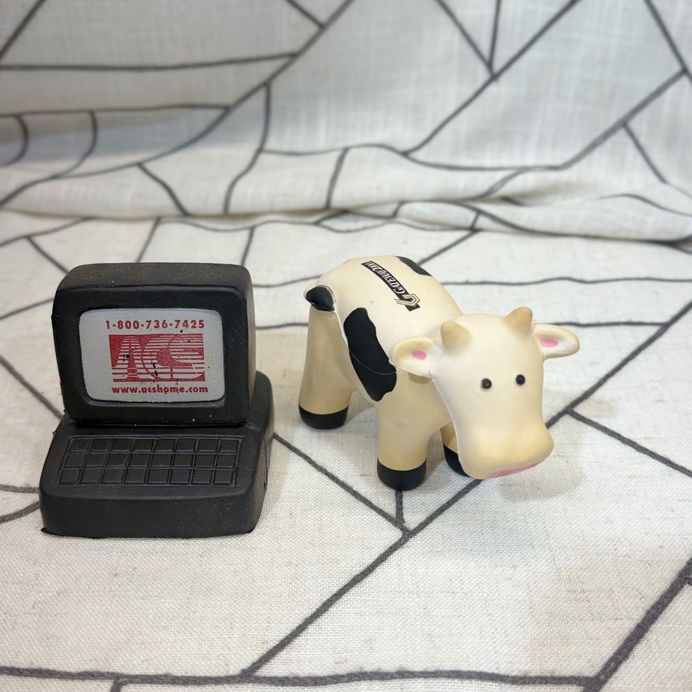 Gateway 2000 Stress Toy Set Black‎ White Vintage Cow Computer Promo Collectible